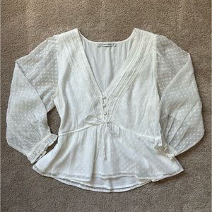 Abercrombie & Fitch Prairie Style Blouse Shirt in White